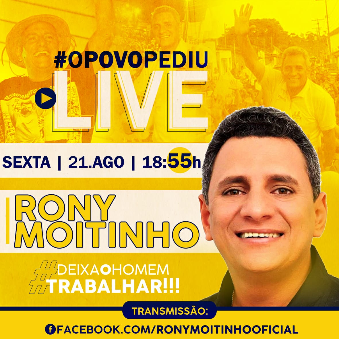 Rony Moitinho fará Live nesta sexta-feira