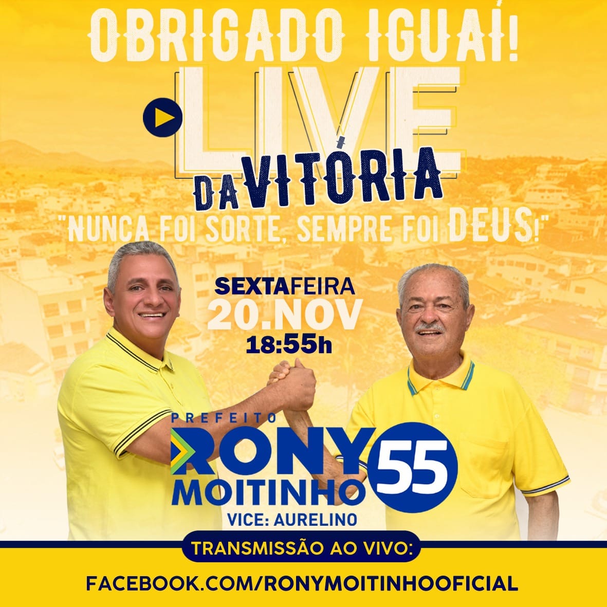 Iguaí: Prefeito Rony Moitinho realiza hoje (20), Live da Vitória